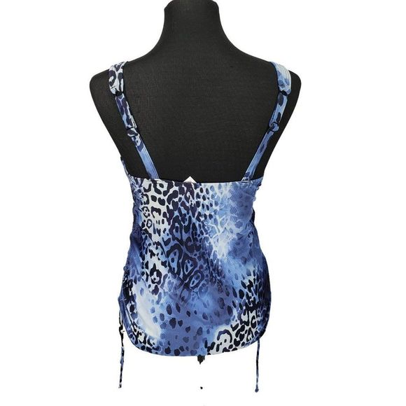 Croft & Barrow KH90453D D-Cup Tummy Slimmer Blue Navy Animal Tankini BathingSuit - Picture 4 of 11